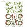 Boże Narodzenie, ozdoby bożonarodzeniowe, jemioła, ostrokrzew, wianek, wieniec, wstążka, kokarda, kwiaty 3D, 3D efekt, Christmas, Christmas decorations, mistletoe, holly, garland, wreath, ribbon, bow, 3D flowers, 3D effect, Weihnachten